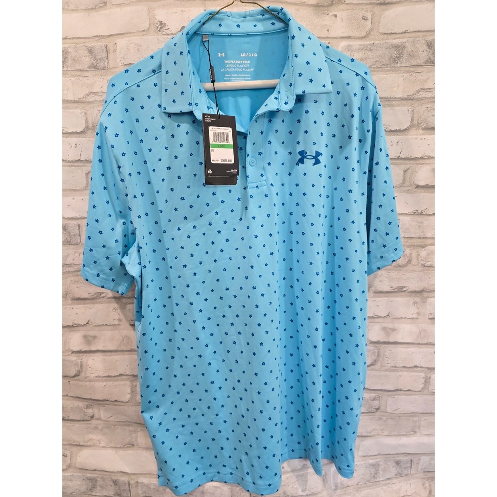 Under Armour L The Playoff Polo Baby Blue Star AOP Performance Golf Polo $65